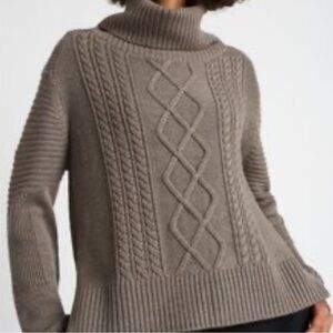 Long Tall Sally Women's Cable Knit Turtleneck Pullover Gray Sweater Size Small